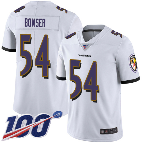 Baltimore Ravens Limited White Men Tyus Bowser Road Jersey NFL Football #54 100th Season Vapor Untouchable